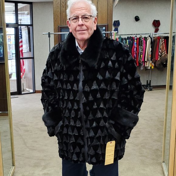 A.J. Ugent Furs Other - Like New Black dyed Ranch Mink Fur Diamond Cut Zip Jacket